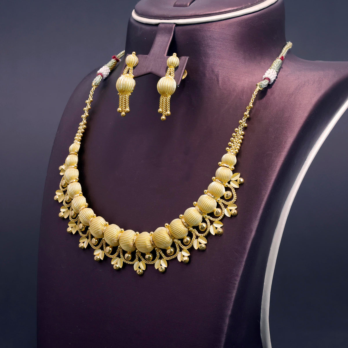 22K Gold Bridal Jewelry Set - Zero Making Charge - Side Angle