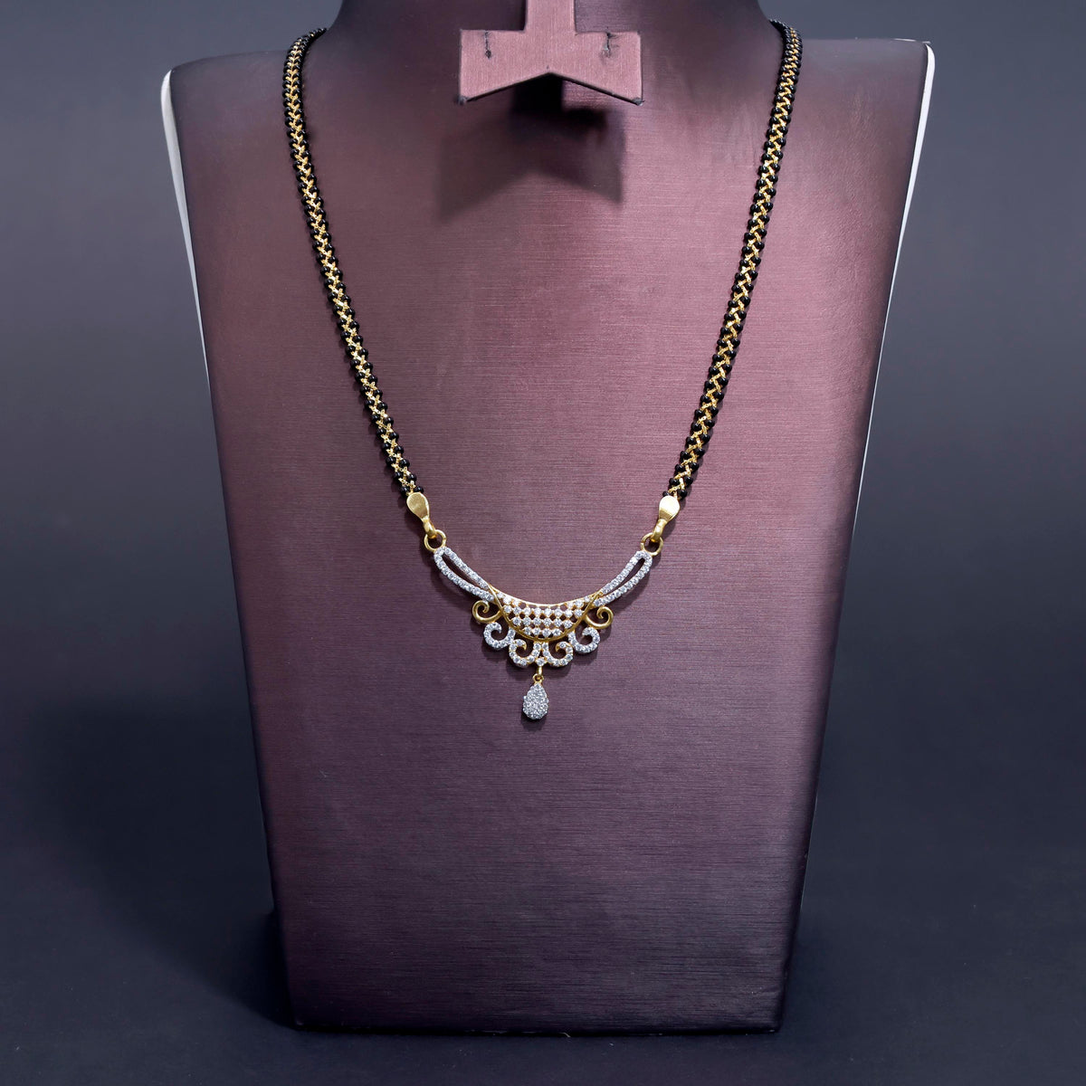 22K Gold Necklace – Elegant CZ Mangalsutra Design - Main View