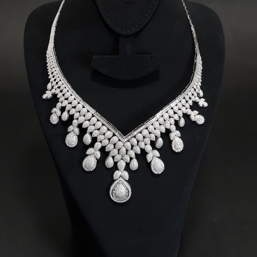 18K Luxury Bridal Jewelry - Tiara Set - Zero Making Charge - Close View