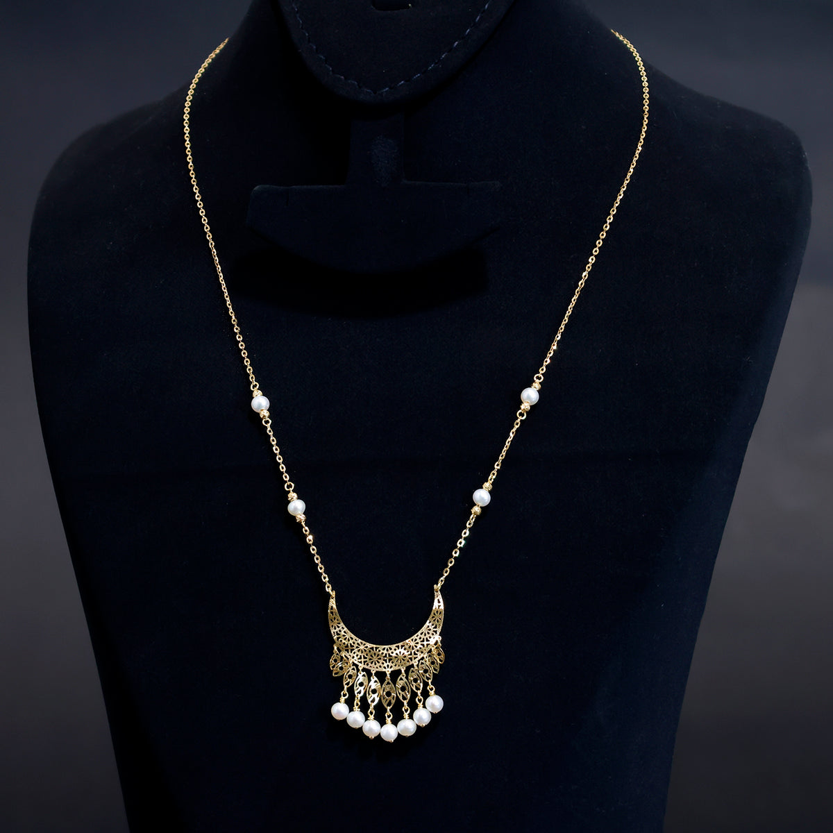 18K Gold Necklace – Pearl Drop Design - Zero Making Charge - Main View