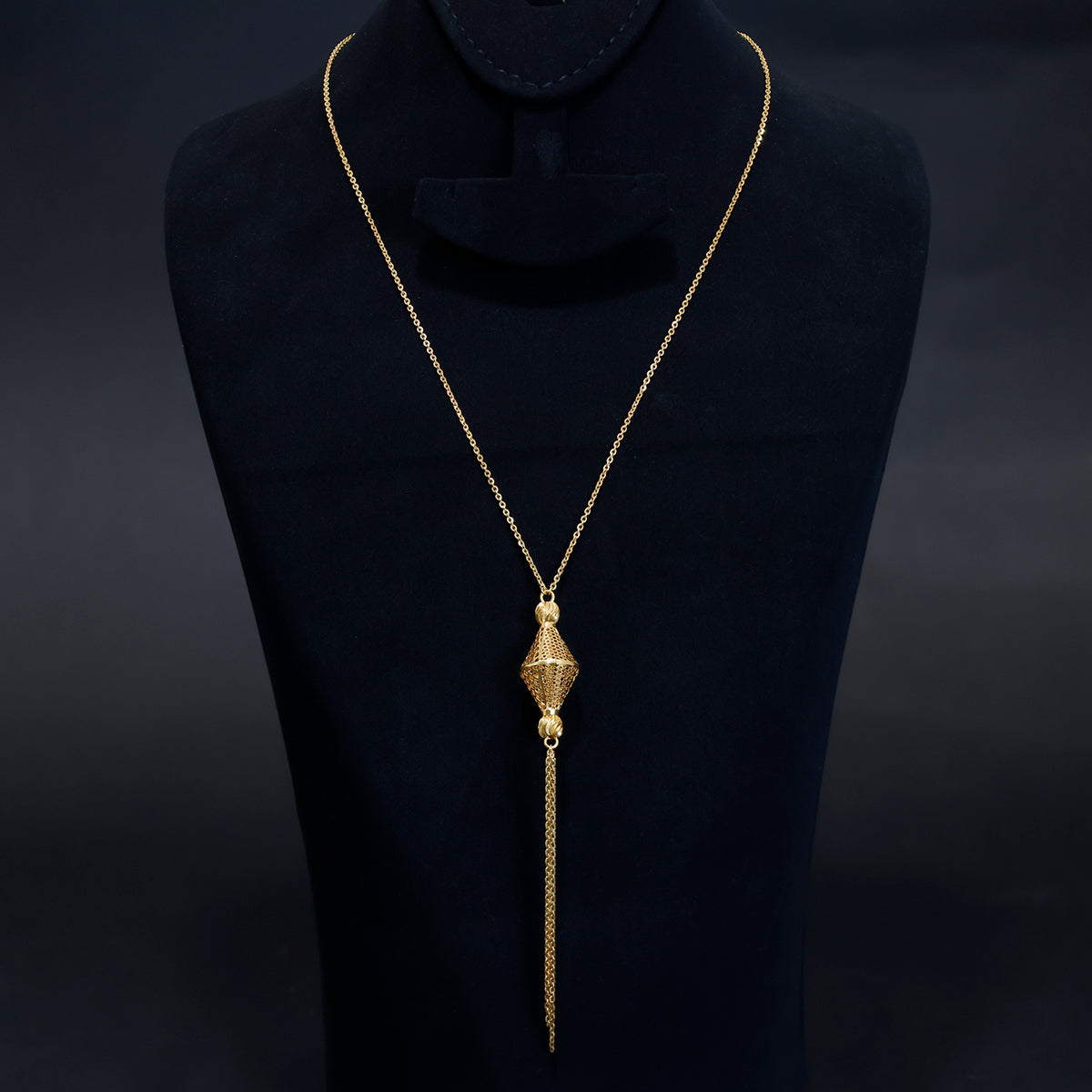 21K Gold Necklace for Women – Filigree Drop Design – Main View