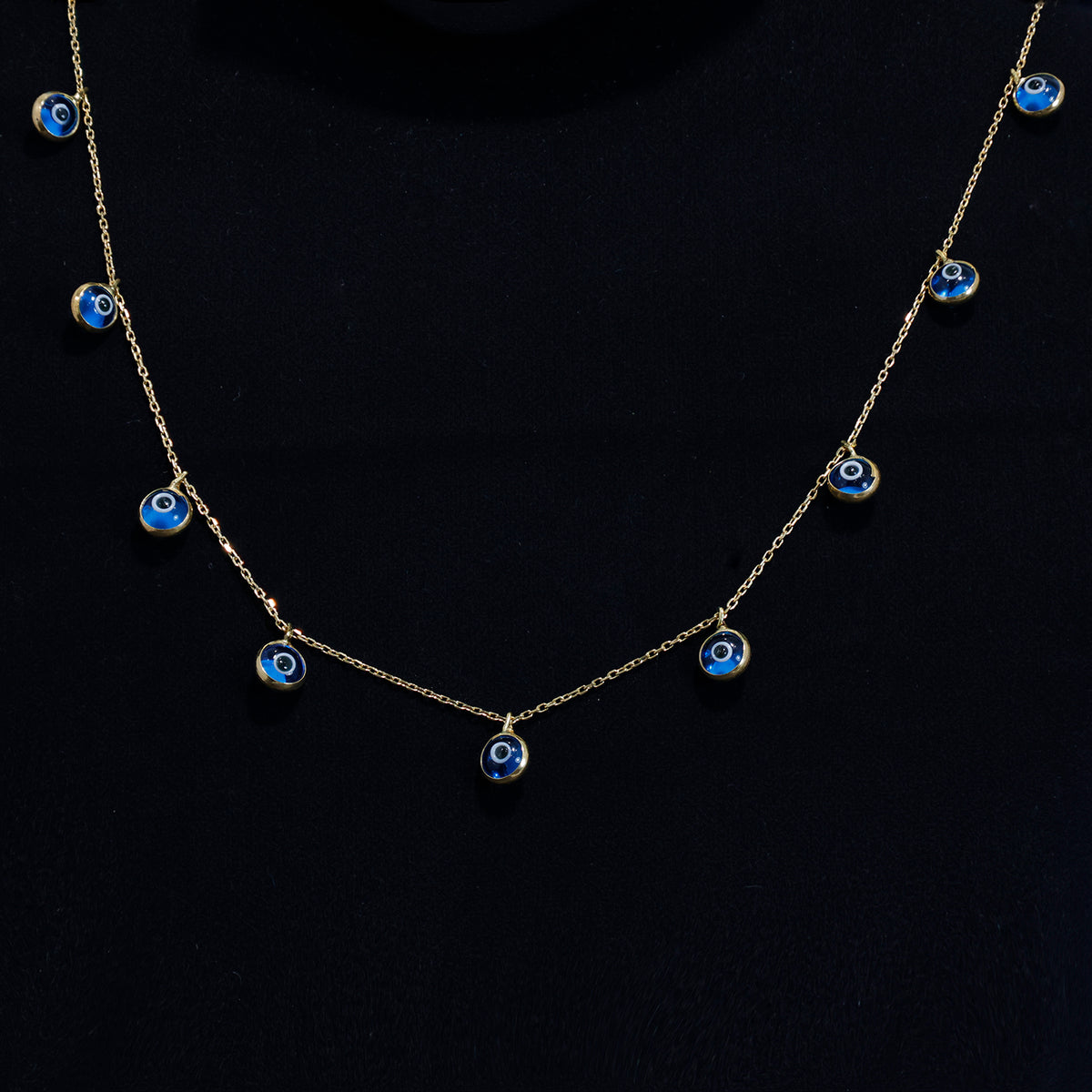 18K Gold Necklace – Evil eye Design - Zero Making Charge - Close View