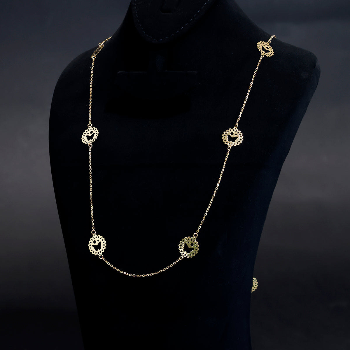 18K Gold Long Necklace – Beautiful Butterfly Design – Zero Making Charge - Main View