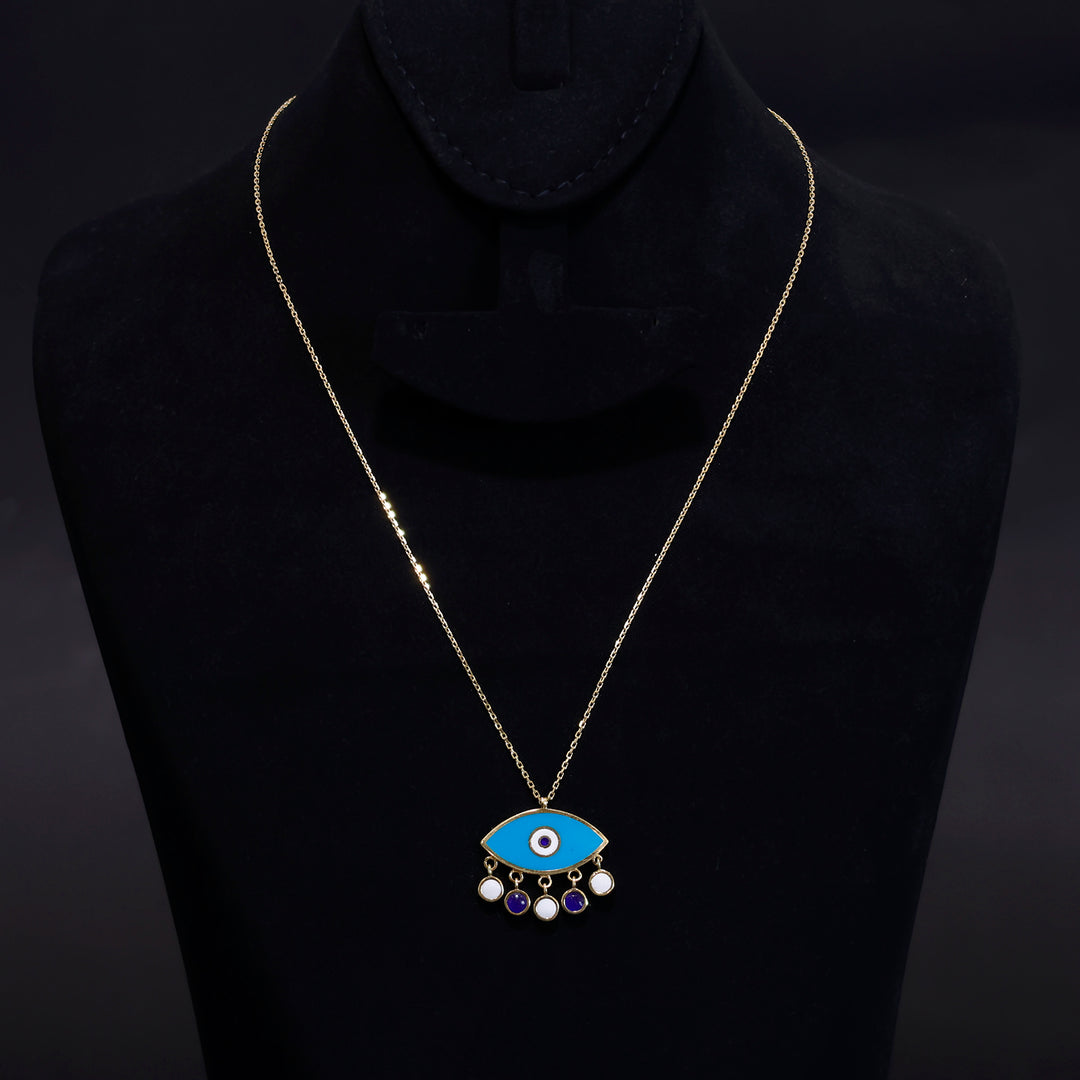 18K Gold Evil Eye Necklace - Elegant Protective Charm - Main View