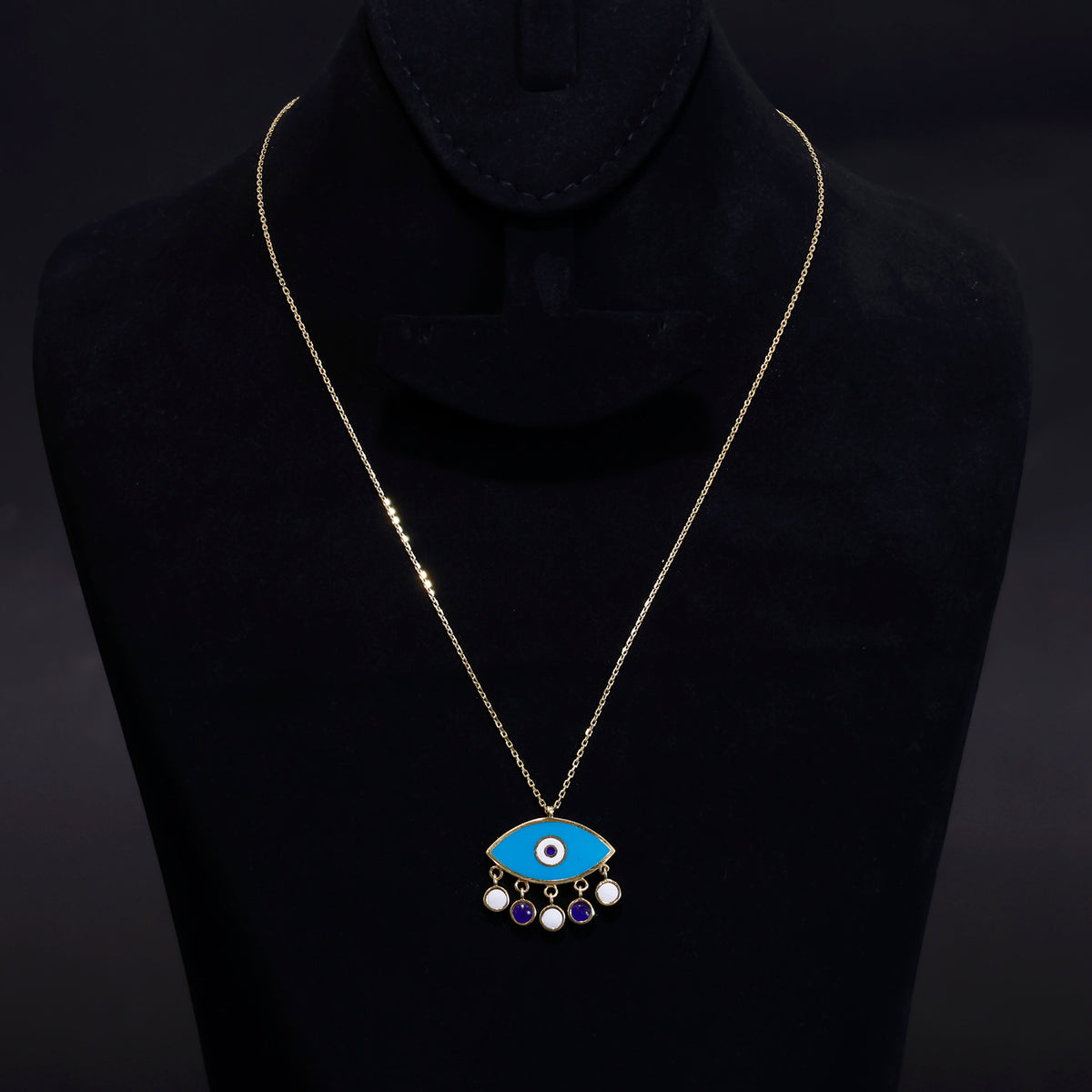 18K Gold Evil Eye Necklace - Elegant Protective Charm - Main View