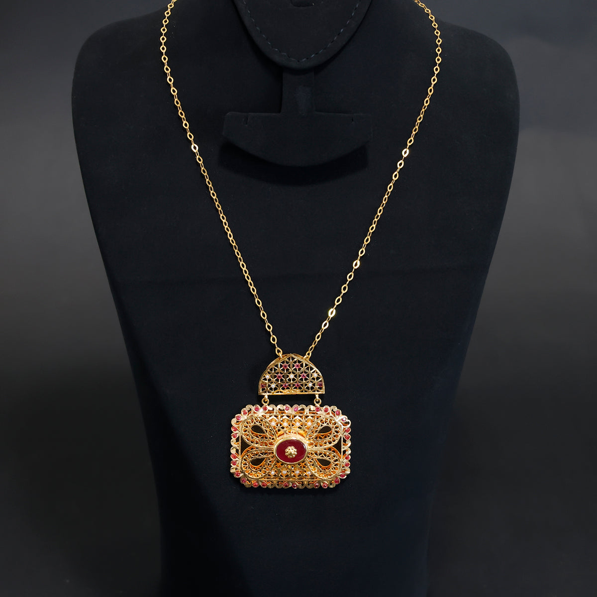 21K Gold Necklace with Intricate Pendant Design – Zero Making Charge - Main View