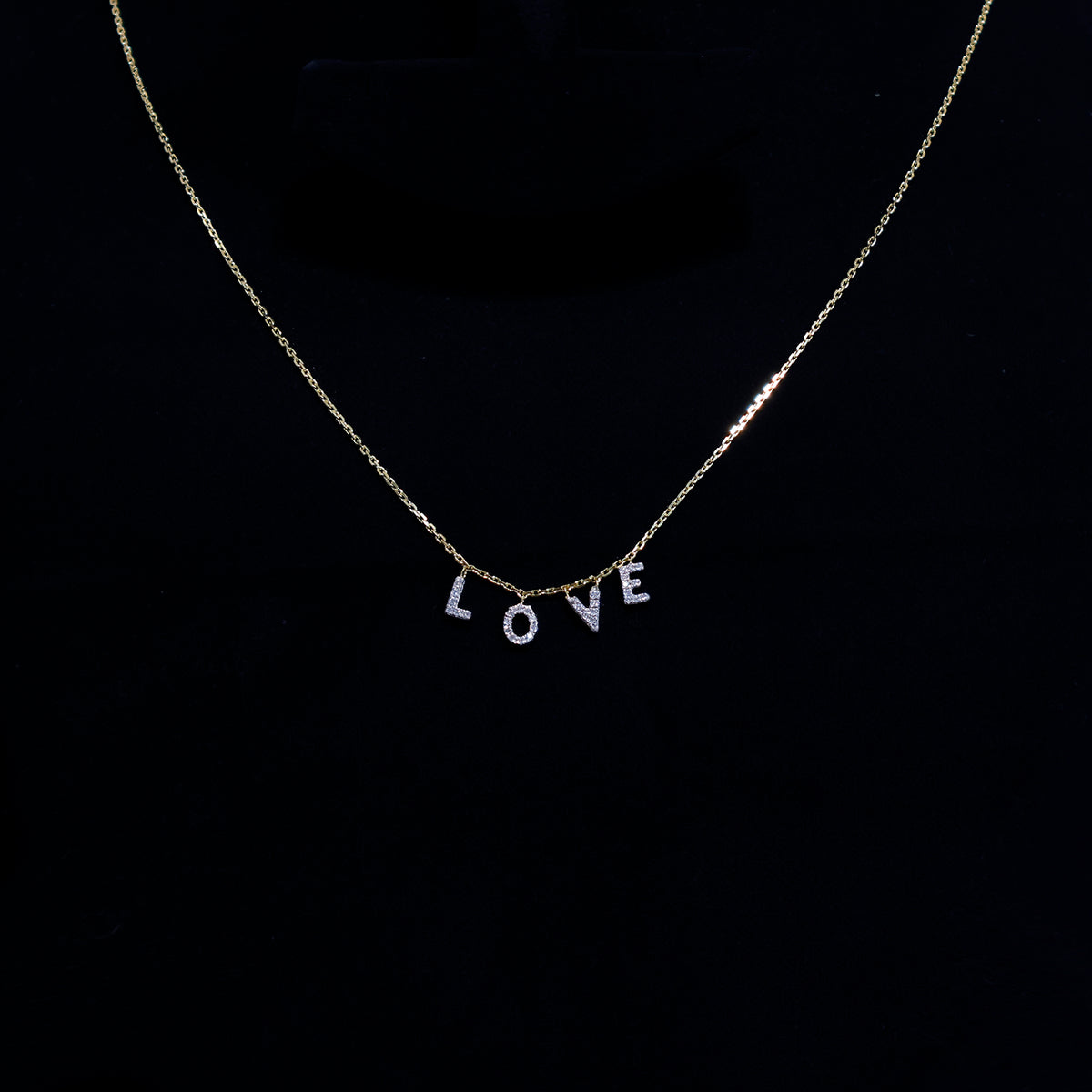 8K Gold Necklace with Love named Design - Zero Making Charge - Close View