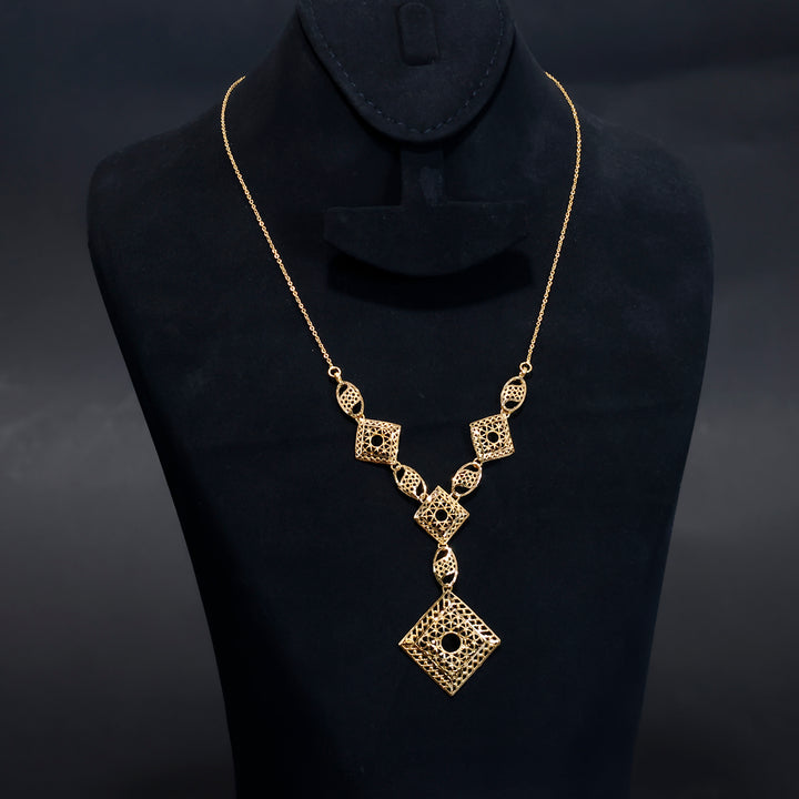 21K Gold Geometric Filigree Necklace – Zero Making Charge - Main View