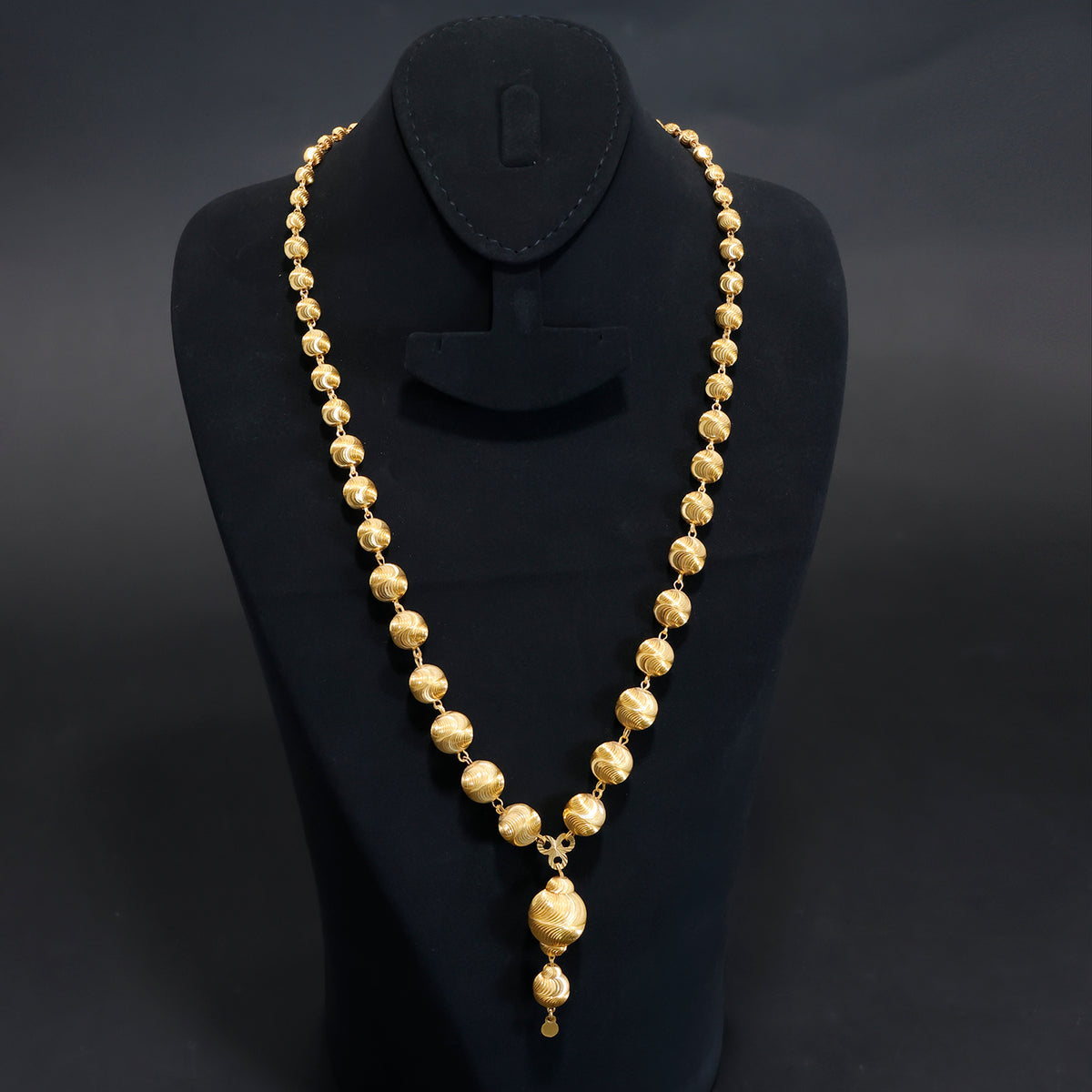 21K Gold Necklace – Classic Beaded Design – Zero Making Charge - Main View