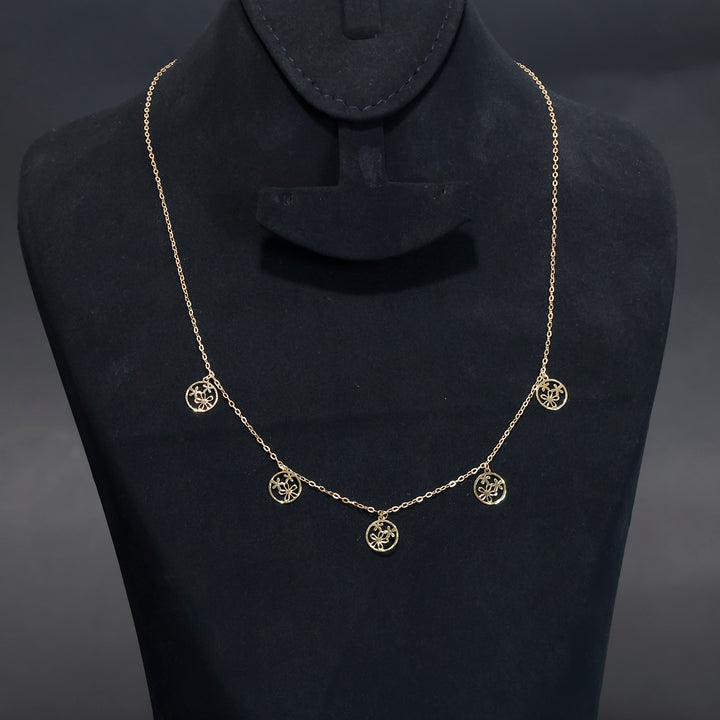 18K Gold Floral Charm Necklace – Elegant Minimal Design - Main View