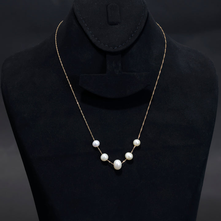 18K Gold Necklace – Delicate Pearl Accents – Zero Making Charge - Main View