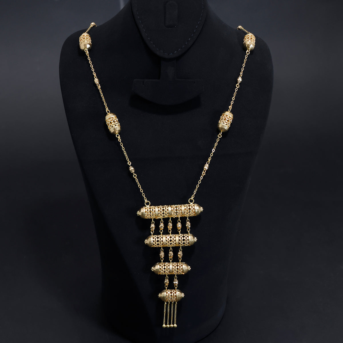 21K Gold Necklace – Filigree Tassel Design – Zero Making Charge - Main View