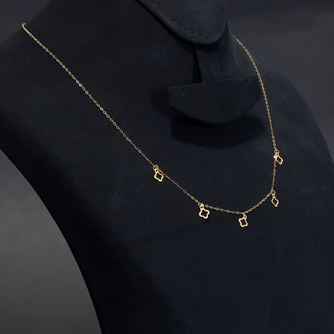 21K Gold Clover Charm Necklace for Women – Zero Making Charge - Side Angle