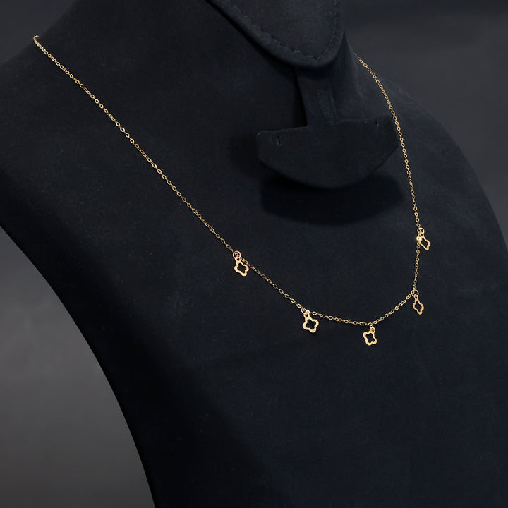 21K Gold Clover Charm Necklace for Women – Zero Making Charge - Side Angle
