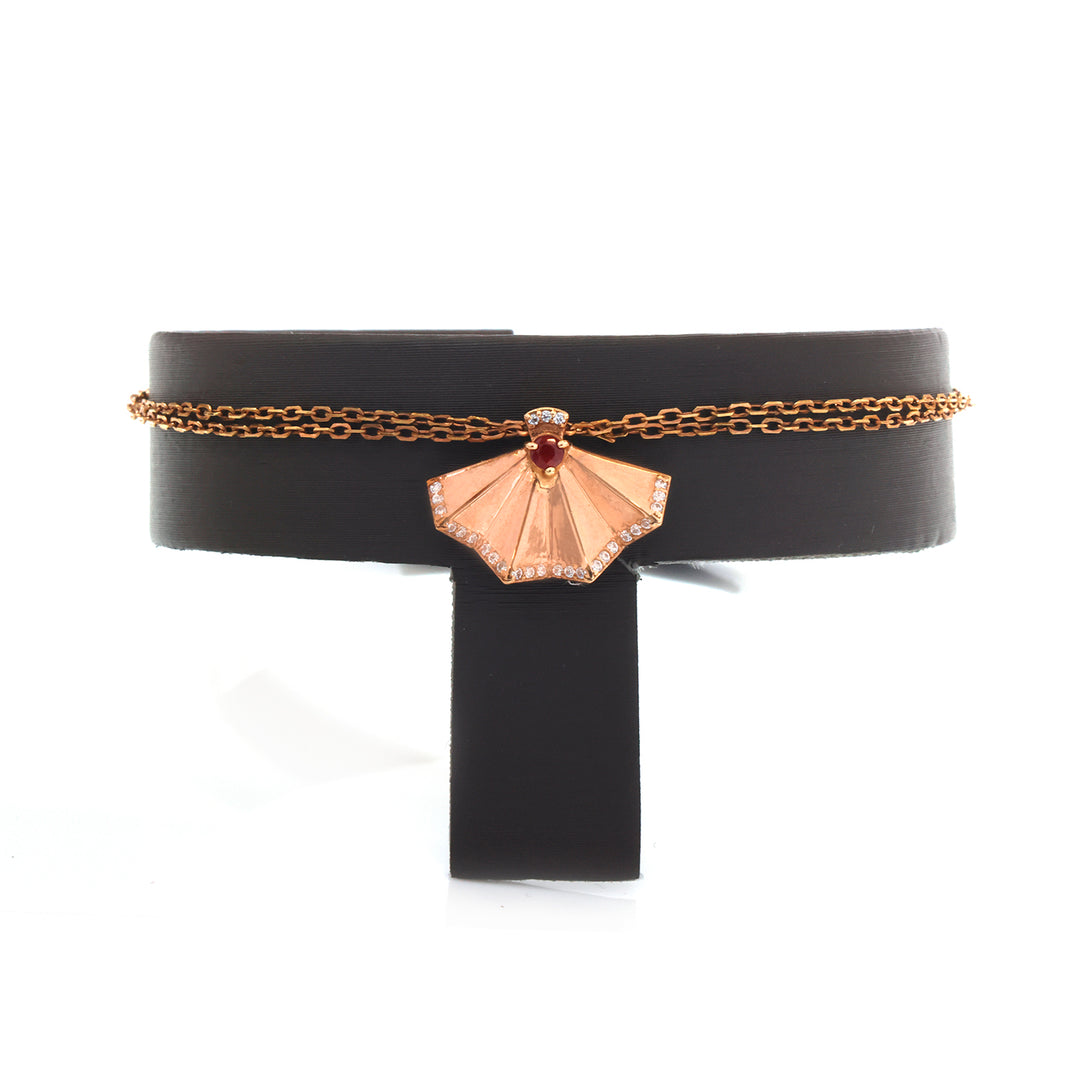 18K Gold Pave Fan Necklace, Earring, Bracelet &amp; Ring Set