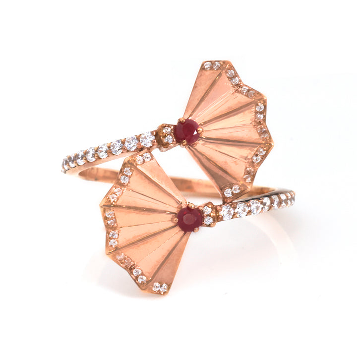 18K Gold Pave Fan Necklace, Earring, Bracelet &amp; Ring Set
