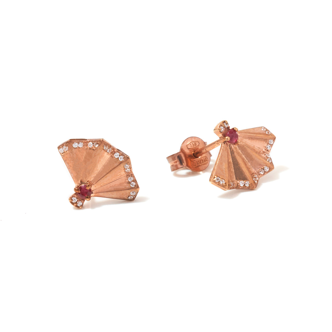 18K Gold Pave Fan Necklace, Earring, Bracelet &amp; Ring Set