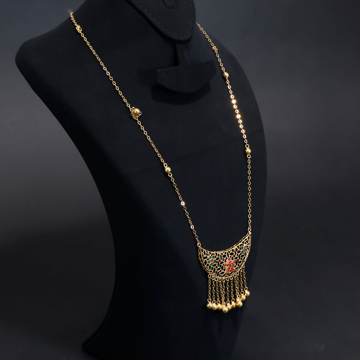 21K Gold Necklace – Classic Traditional Design – Side Angle