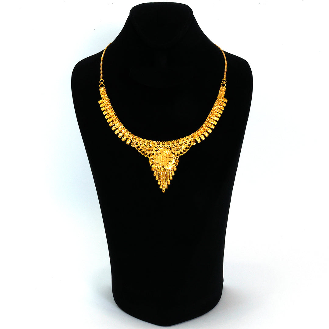 22K Gold Jewellery Set – Ornate Floral Drop Design