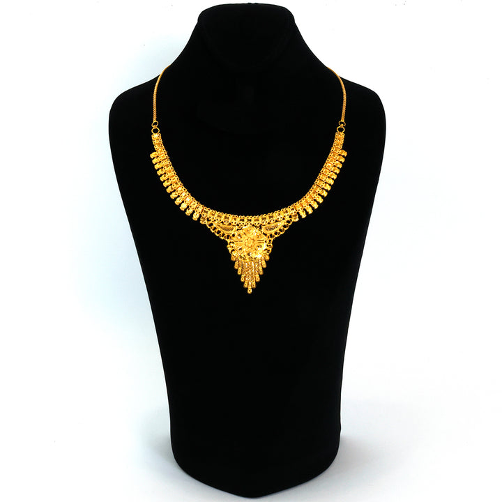 22K Gold Jewellery Set – Ornate Floral Drop Design
