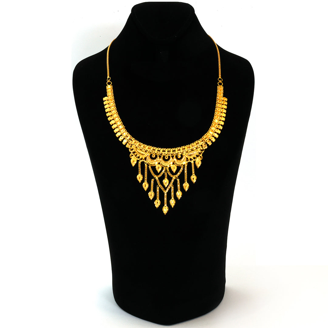 22K Gold Jewelry Set – Layered Fringe Drop Design