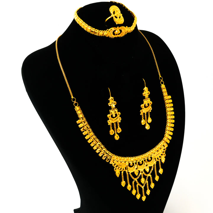 22K Gold Jewelry Set – Layered Fringe Drop Design