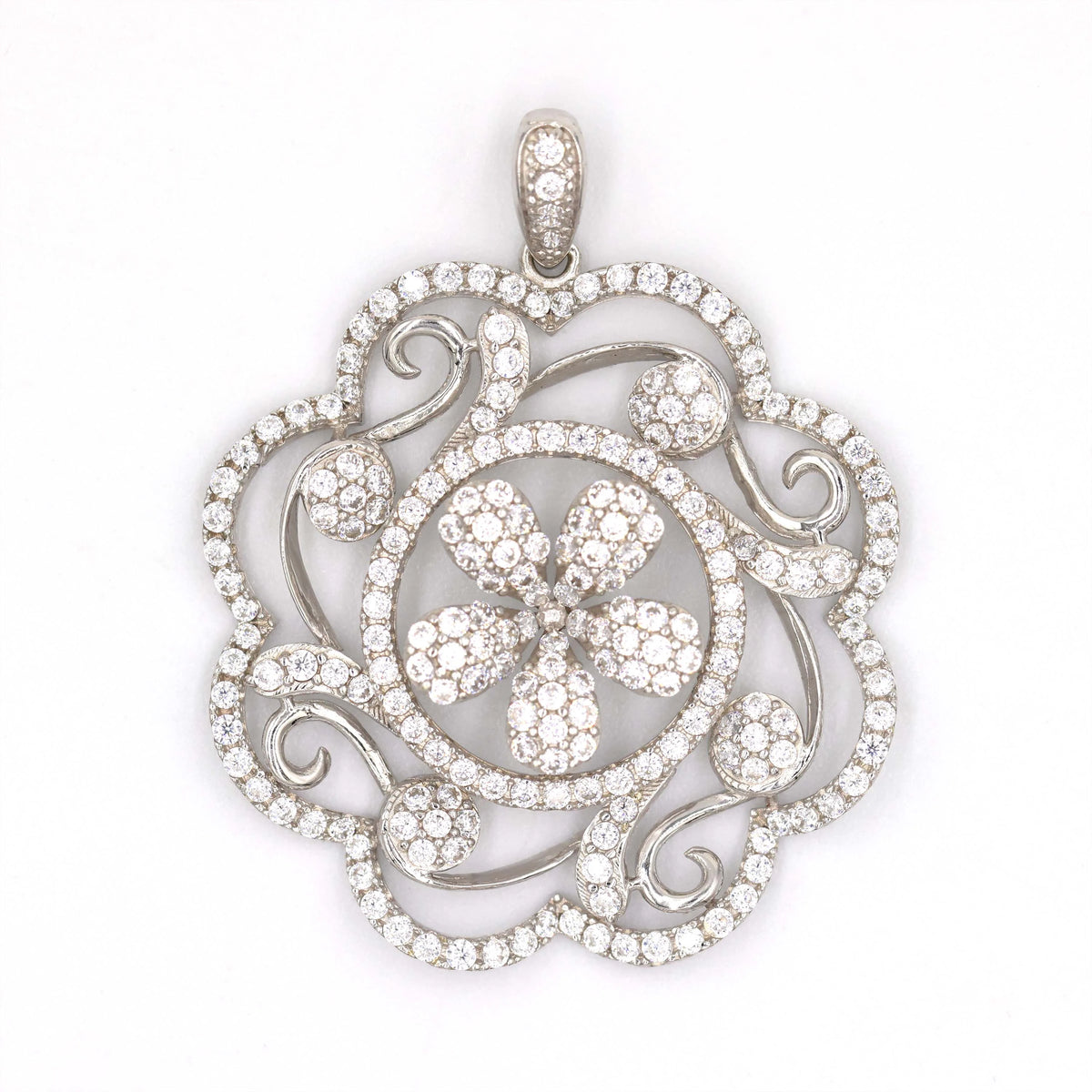 18K Gold Diamond Flower Pendant - AL FANAN
