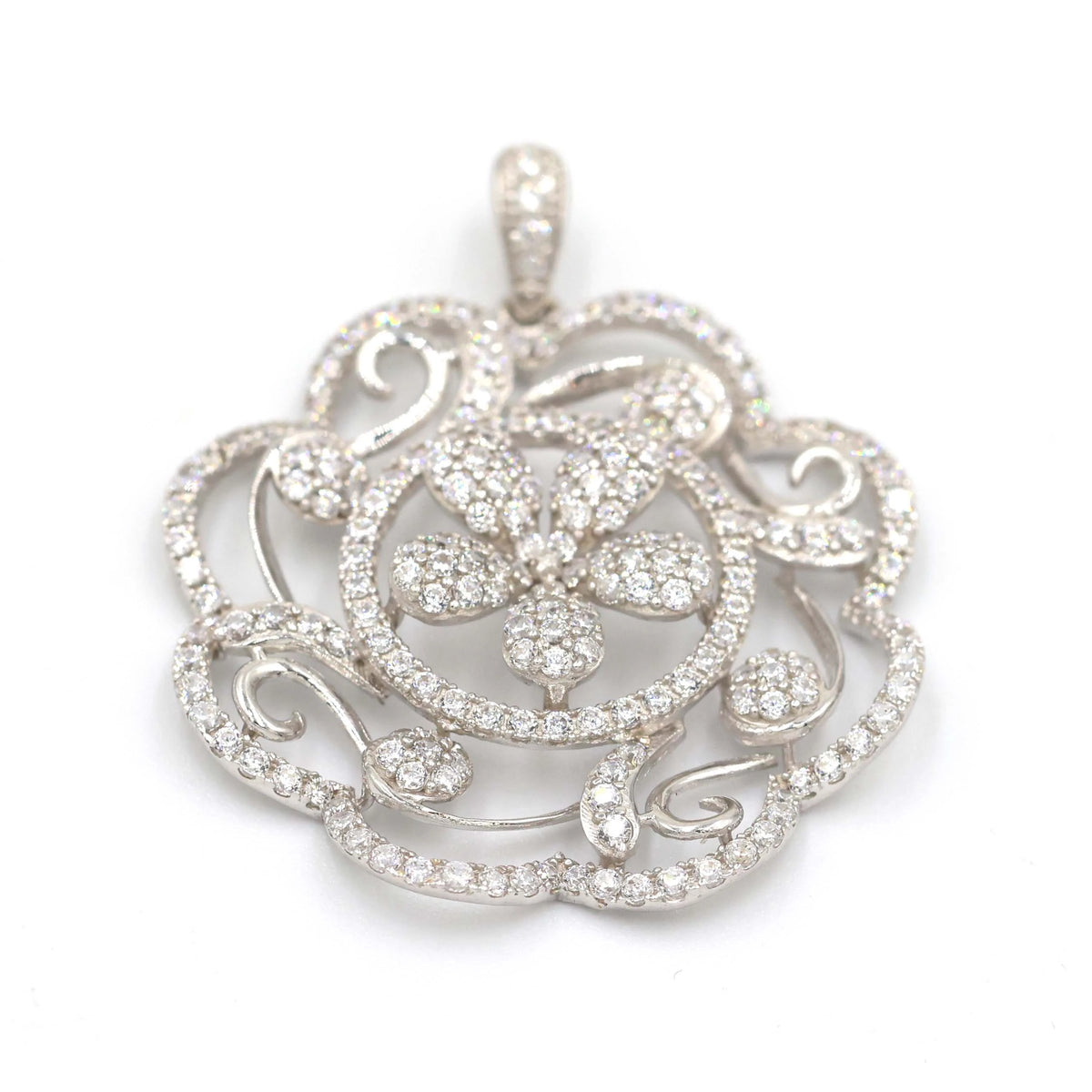 18K Gold Diamond Flower Pendant - AL FANAN