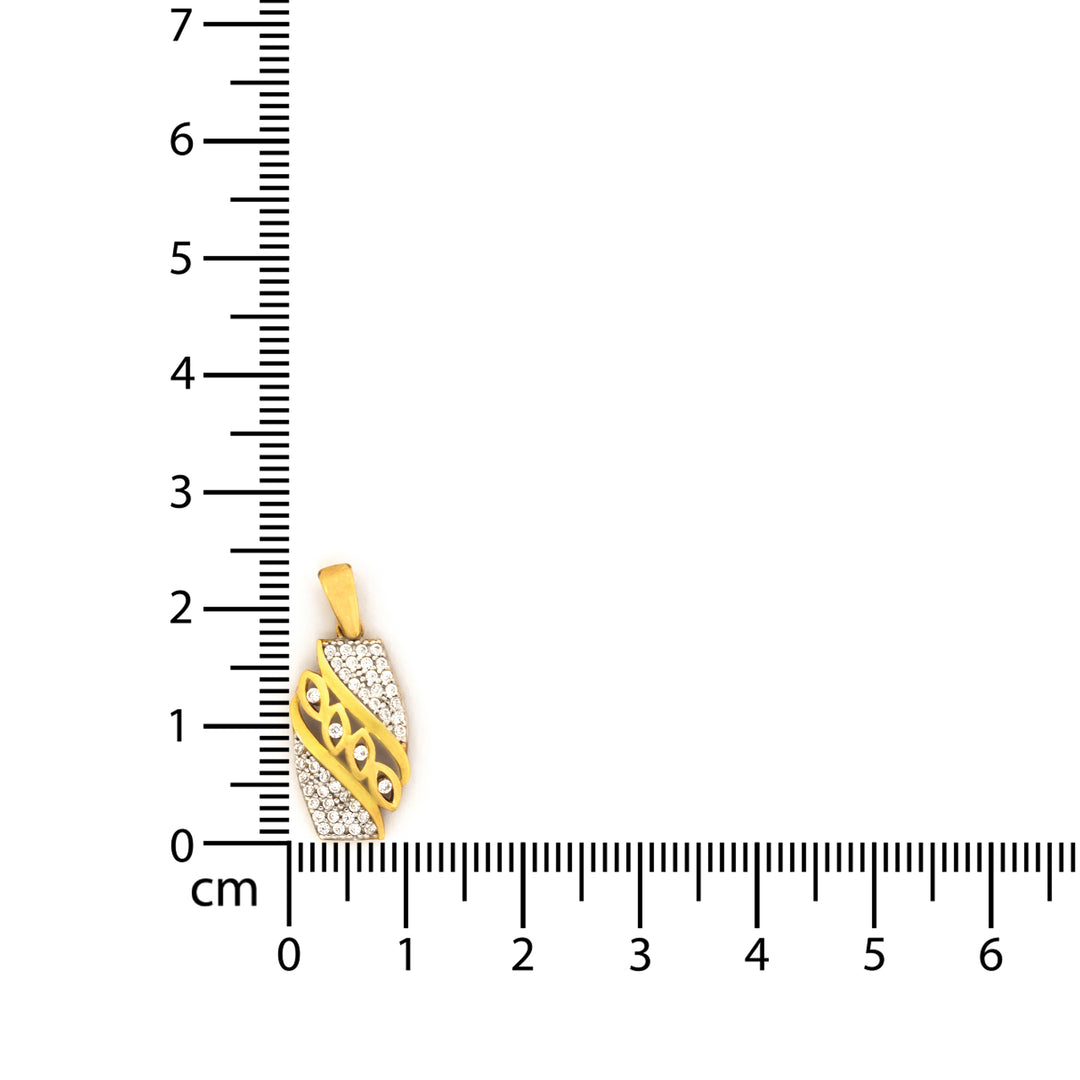 18K Gold Pendant - Pave Ribbon Panel Design - Zero Making Charge