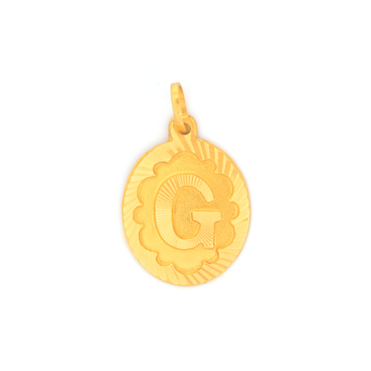 22K Gold Initial 'G' Oval Pendant