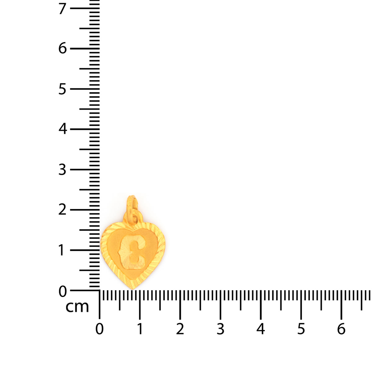 22K Gold Initial 'E' Heart Pendant