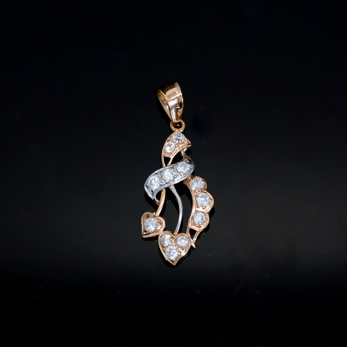 18K Gold CZ Pendant – Elegant Heart Design – Zero Making Charge - Main View