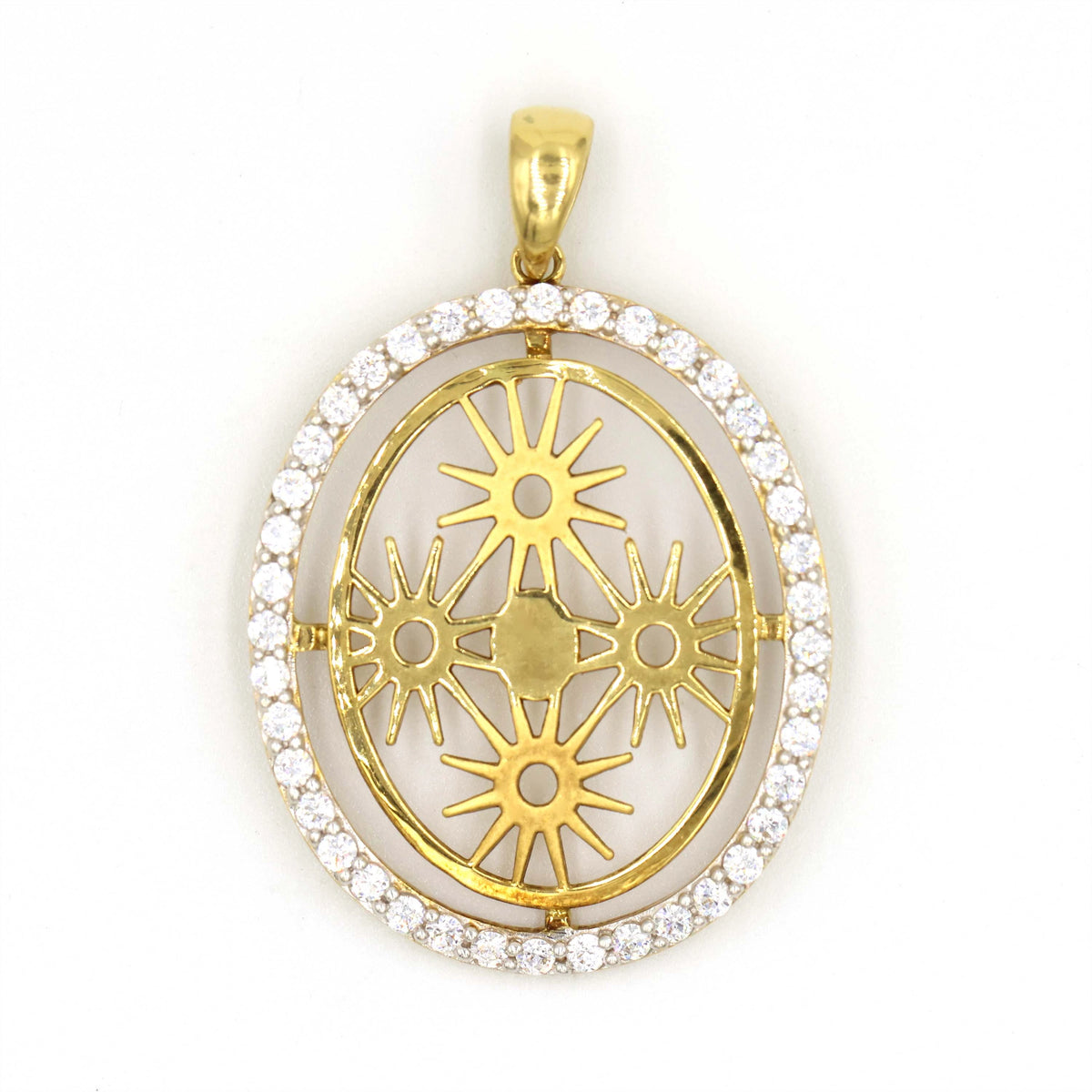 Radiant 18K Gold Pendant with Oval Stone - AL FANAN