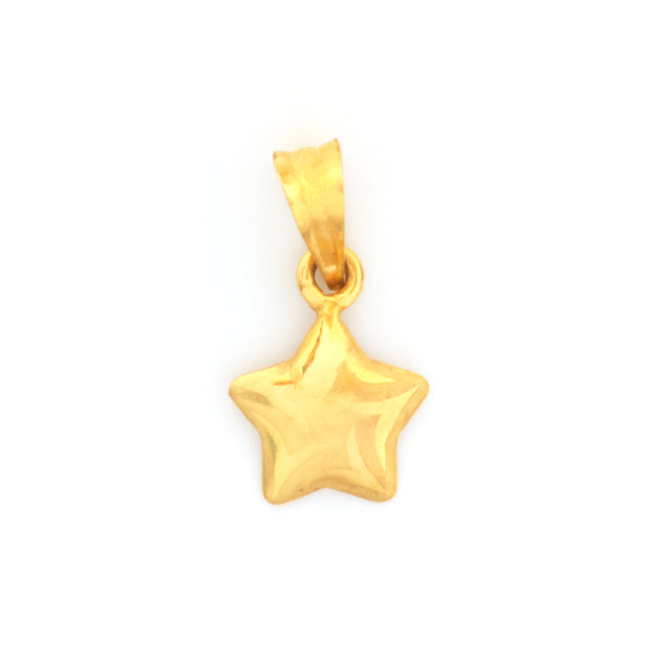 A textured yellow gold star-shaped pendant with a matching bail, shown on a plain white background.