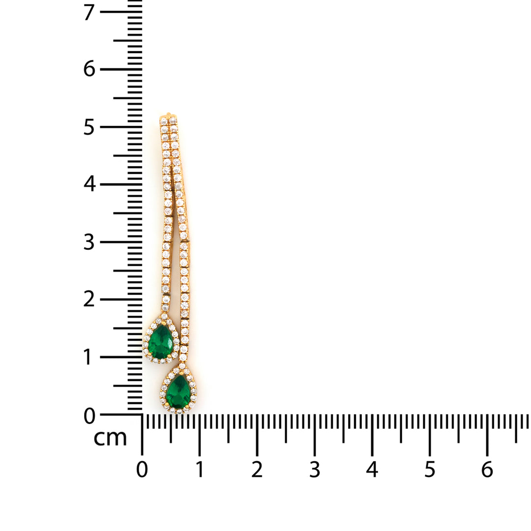 18K Gold Pendant – Twin Green Teardrop Drops