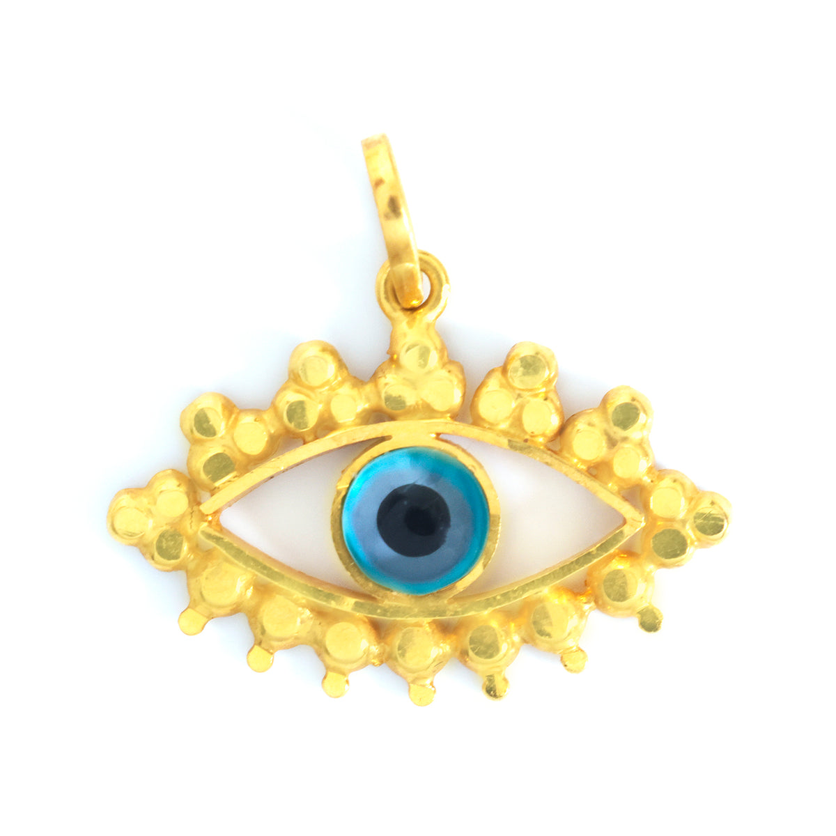 22K Gold Evil Eye Beaded Halo Pendant - Zero making charge