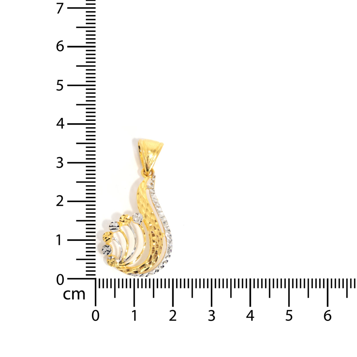 22K Modern Gold Pendant - Two Tone Design – Zero Making Charge - Size Reference