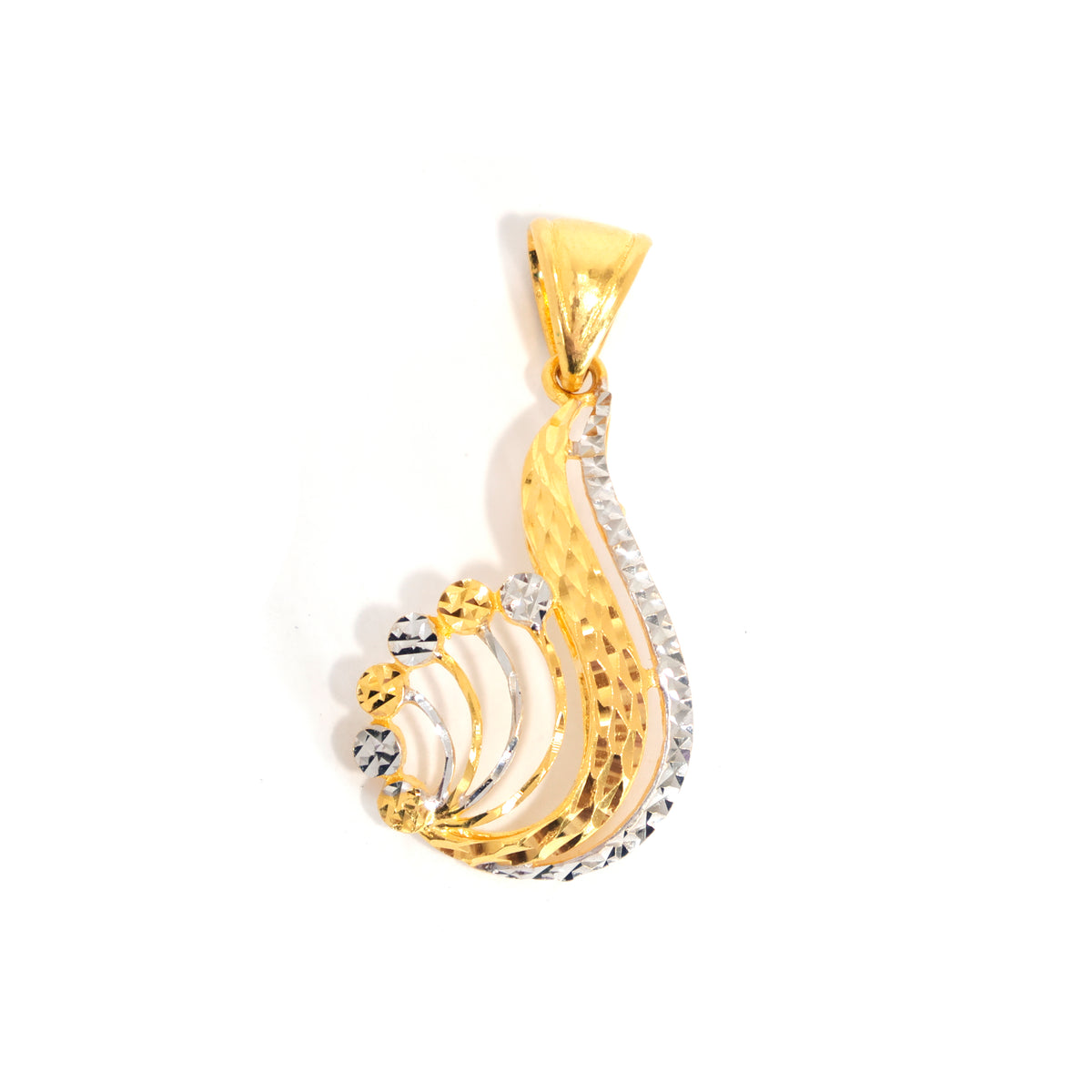 22K Modern Gold Pendant - Two Tone Design – Zero Making Charge - Main View