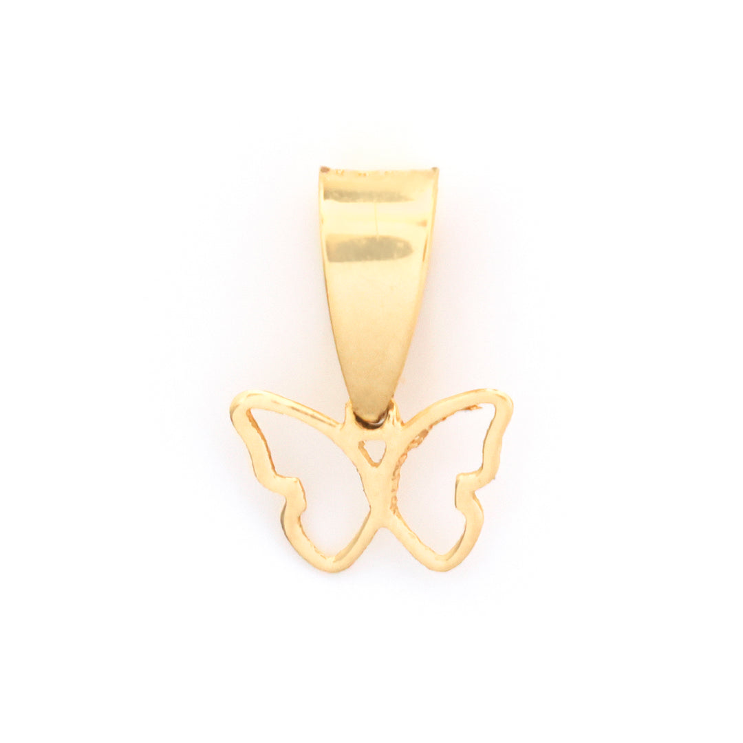 18K Gold Pendant – Open-Outline Butterfly Design