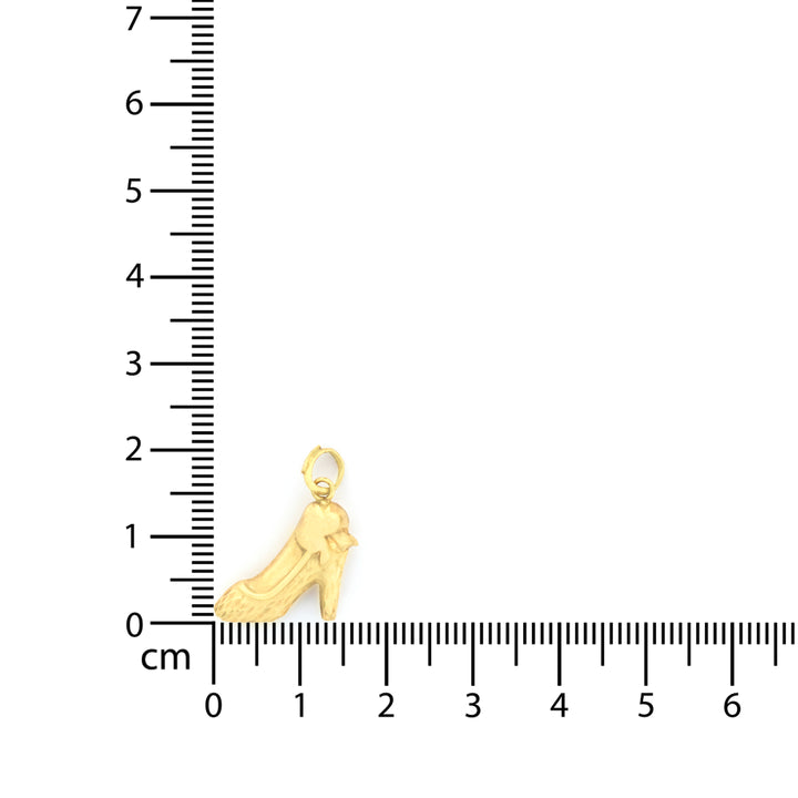 18K Gold High-Heel Pendant – Textured Shoe Motif