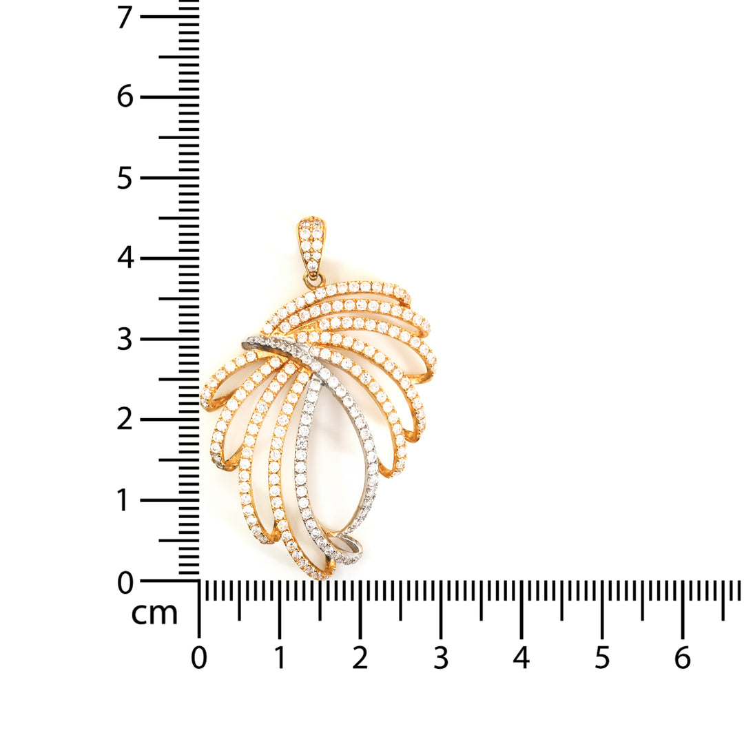 18K Two-Tone Gold Pendant – Sweeping Fan Swirl
