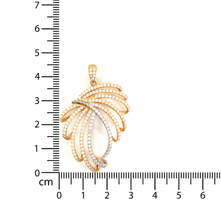 18K Two-Tone Gold Pendant – Sweeping Fan Swirl