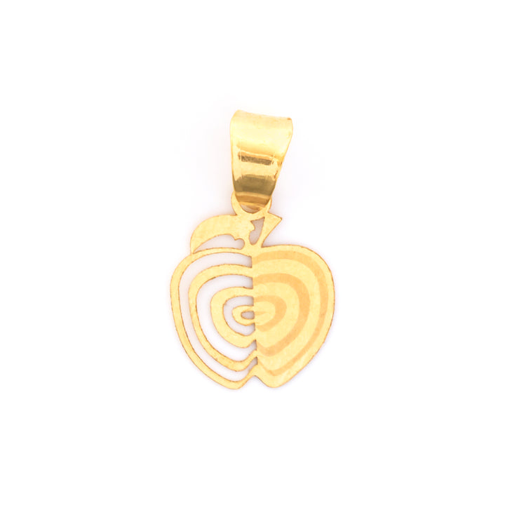 Gold heart-shaped pendant with a white interior on a white background
