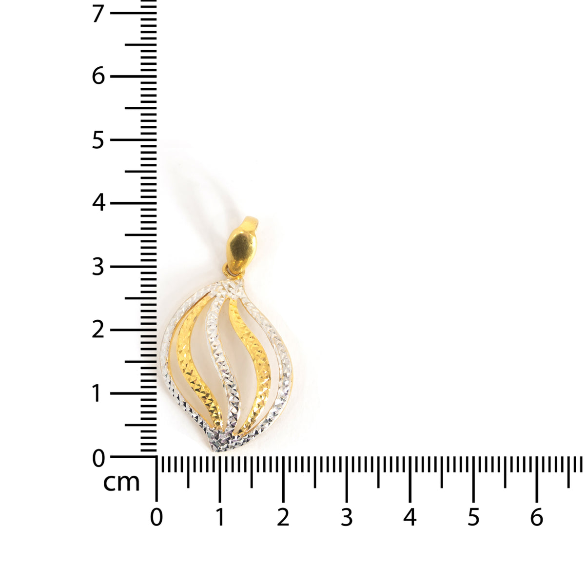 22K Gold Pendants – Long Drop Profile, Polished Finish, Plain-Gold - Size Reference