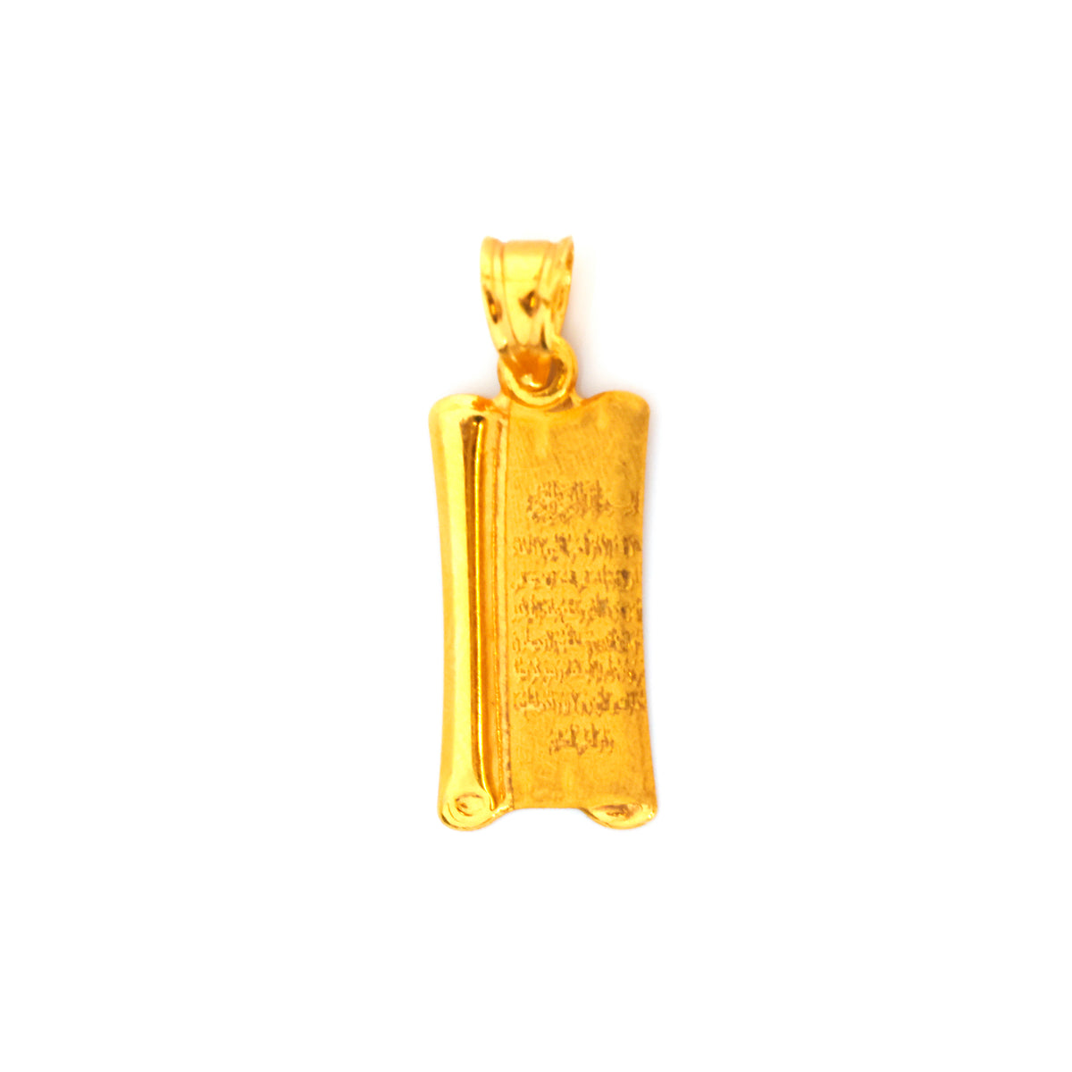 Gold pendant on a white background