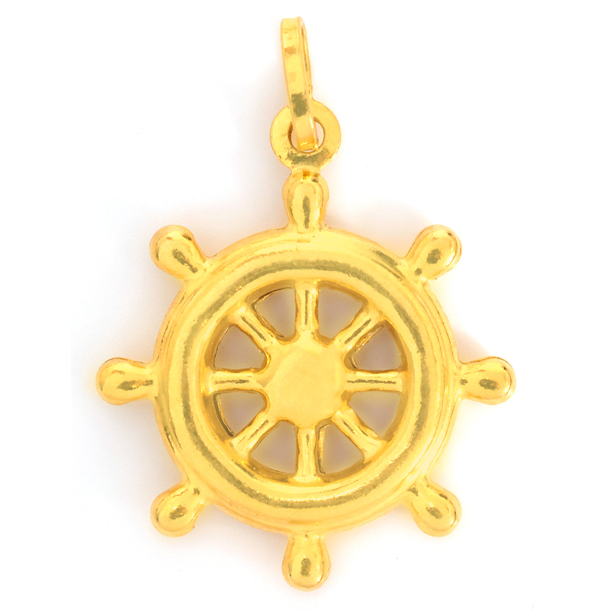 22K Gold Ship's Wheel Pendant