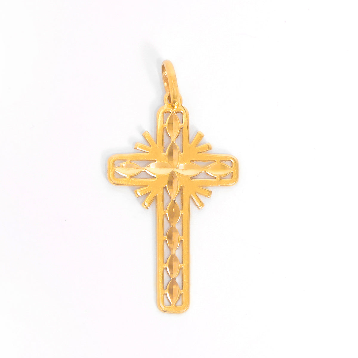 18K Gold Pendant – classic cross pendant design – Zero Making Charge - Main View