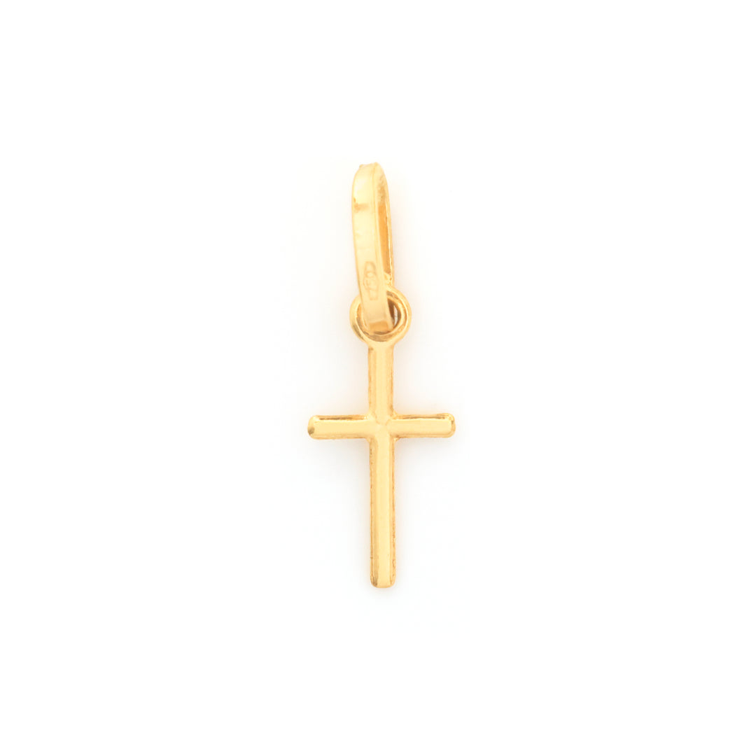 18K Gold Pendant – Slim Polished Cross Design