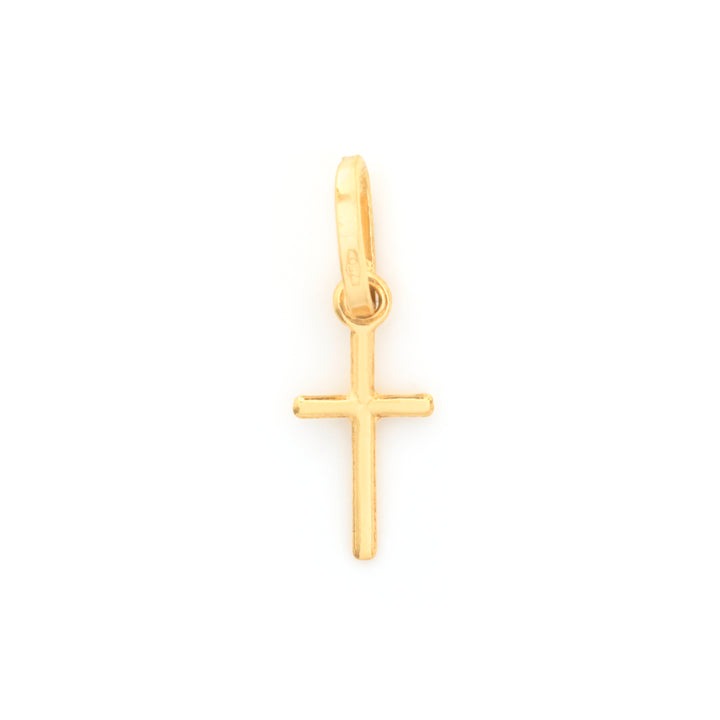 18K Gold Pendant – Slim Polished Cross Design