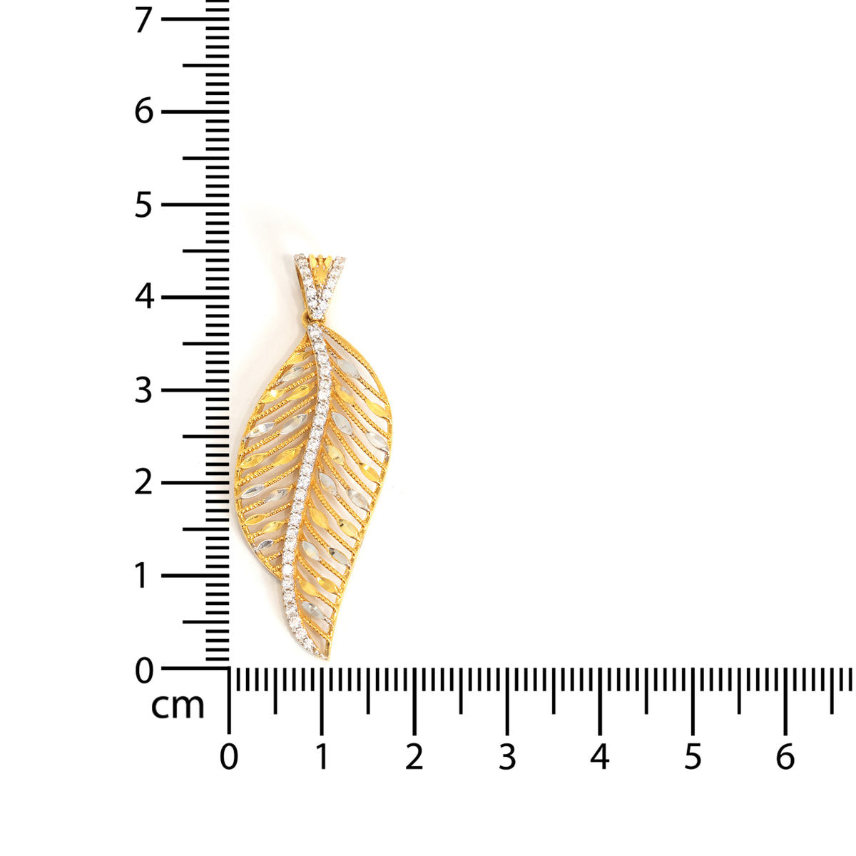 22K Nature Inspired Pendant - Leaf Design - Zero Making Charge - Size Reference